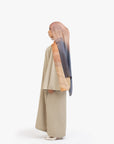 Beige Textured Umbrella Sleeve Abaya