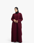 Burgundy V-Neck Abaya