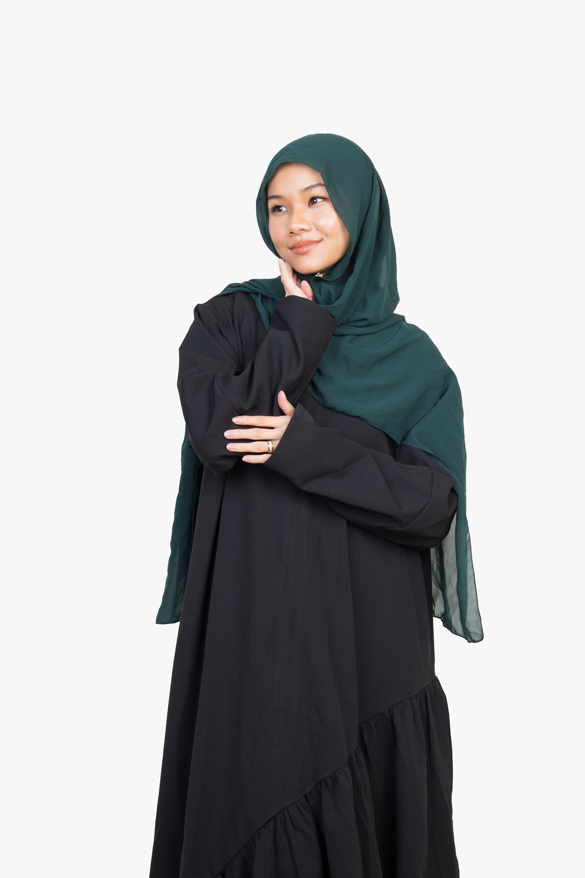 Black Asymmetric Drop Waist Abaya