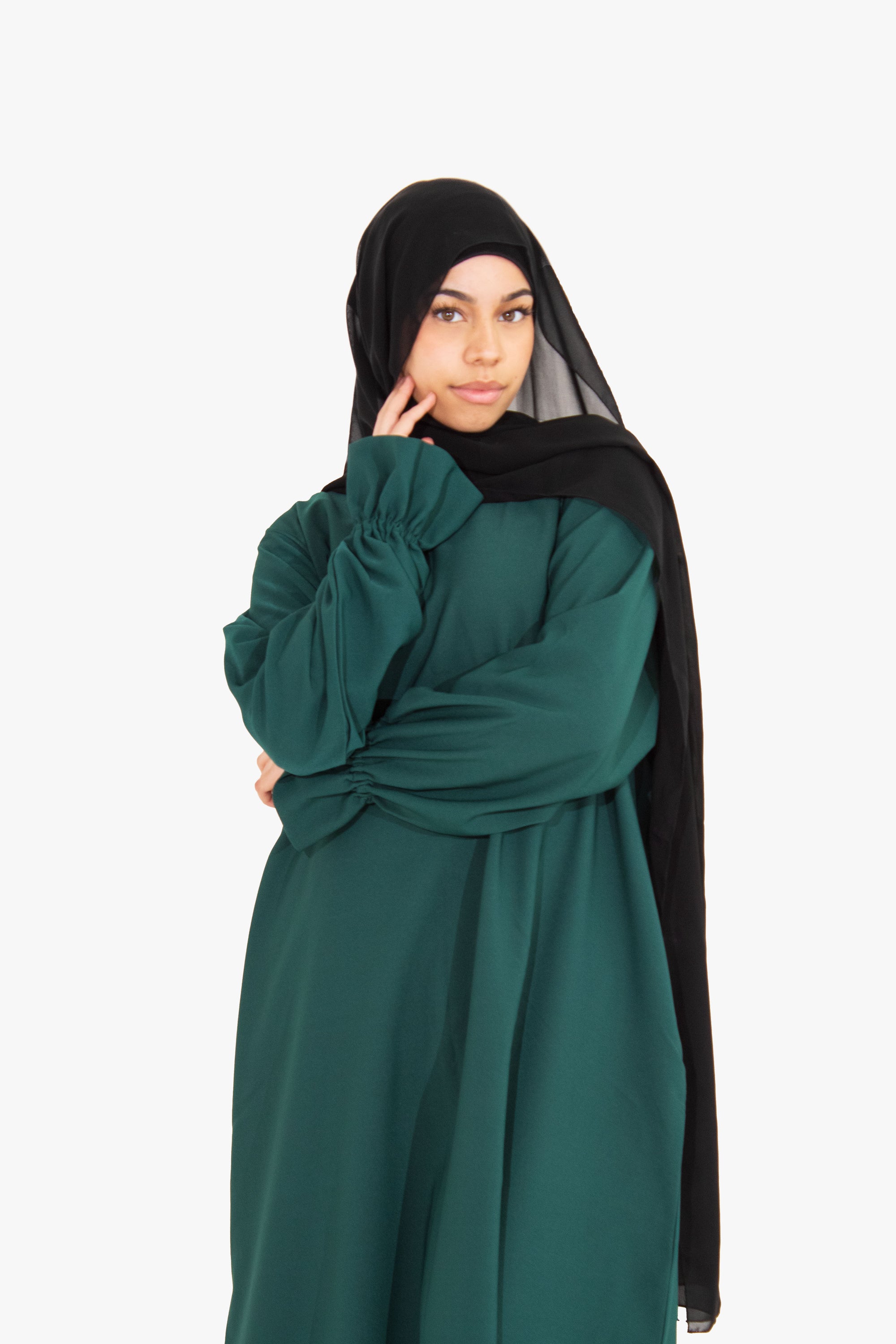 Forest Green Poet Sleeve Abaya