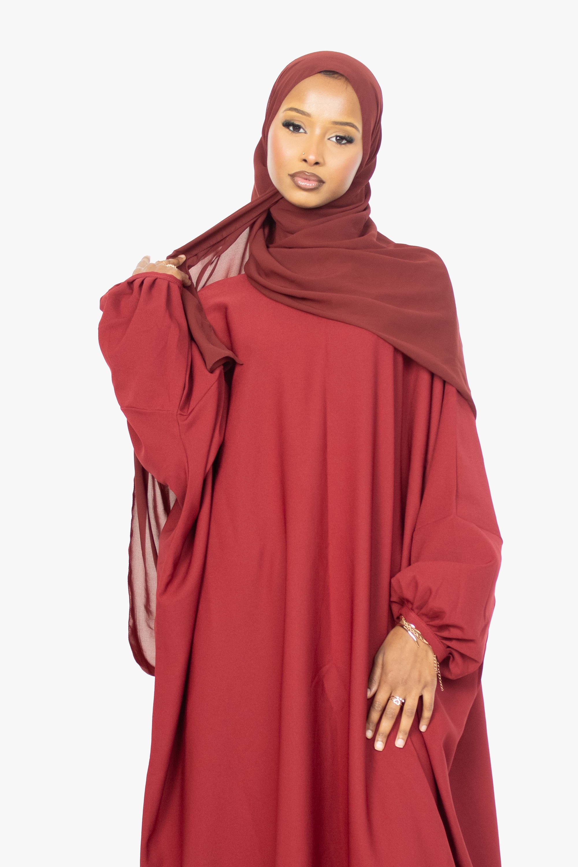 Crimson Red Batwing Abaya