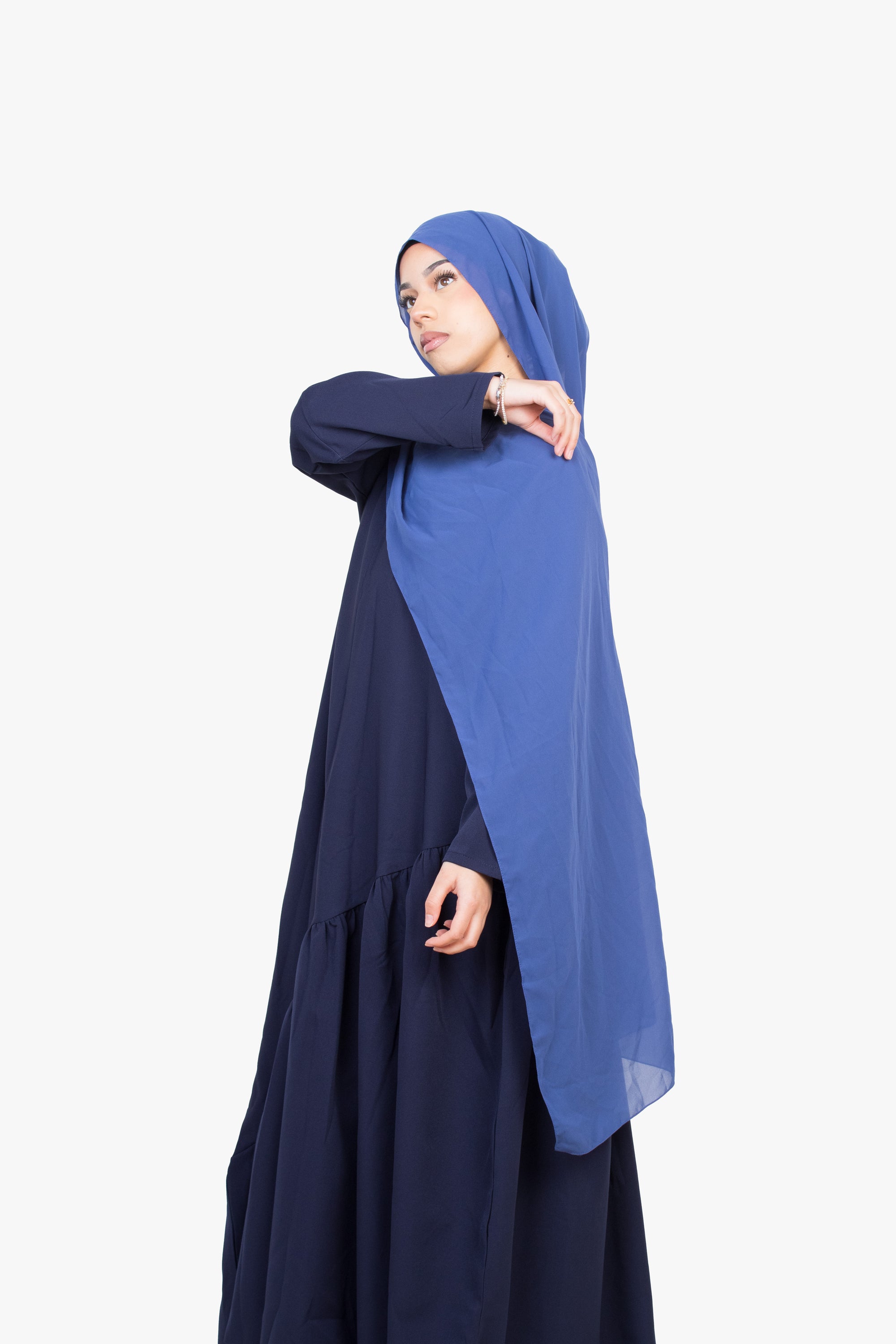 Navy Asymmetric Drop Waist Abaya