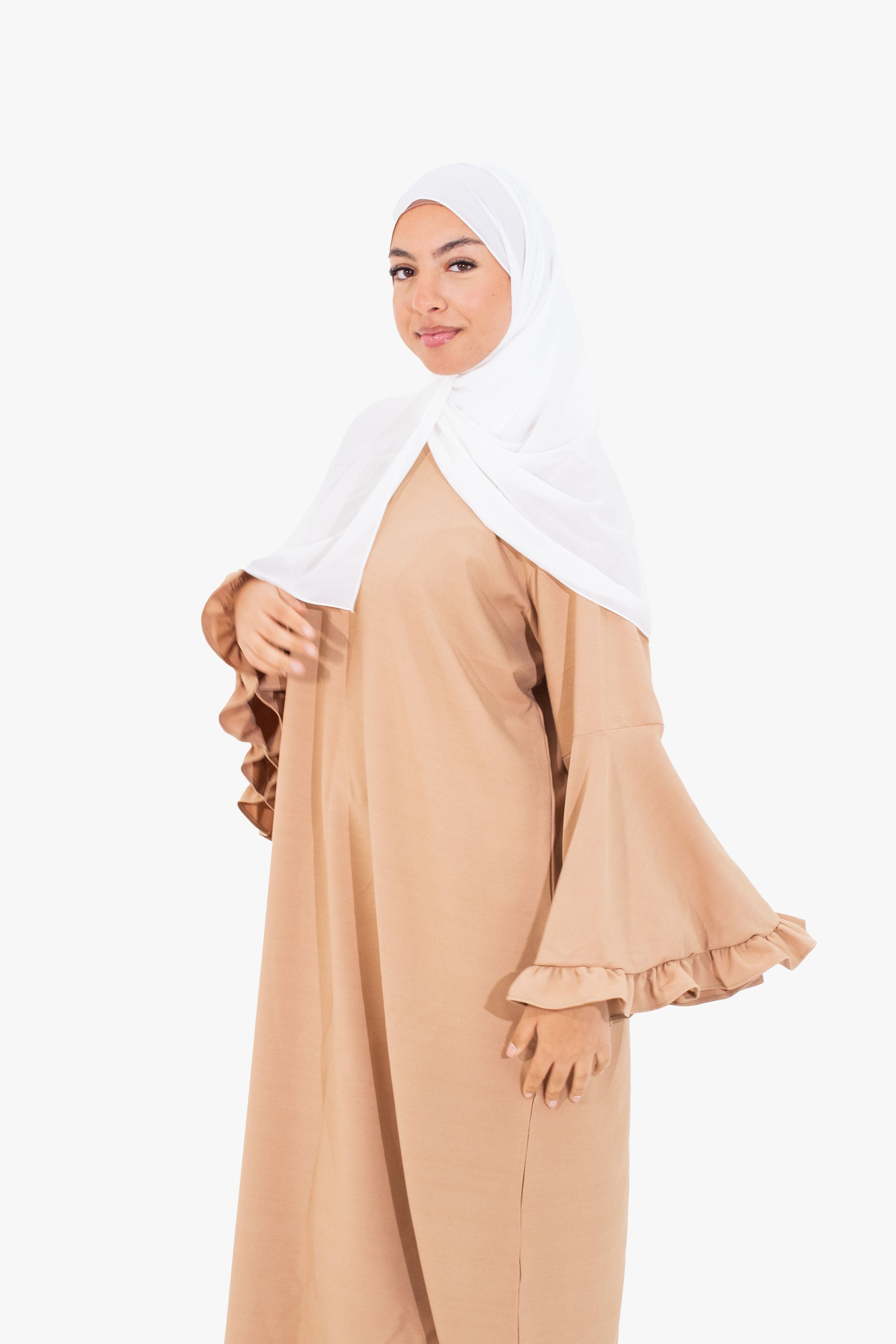 Coffee Flower Sleeve Abaya