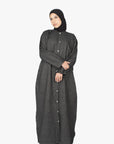 Black Denim Long Shirt Abaya