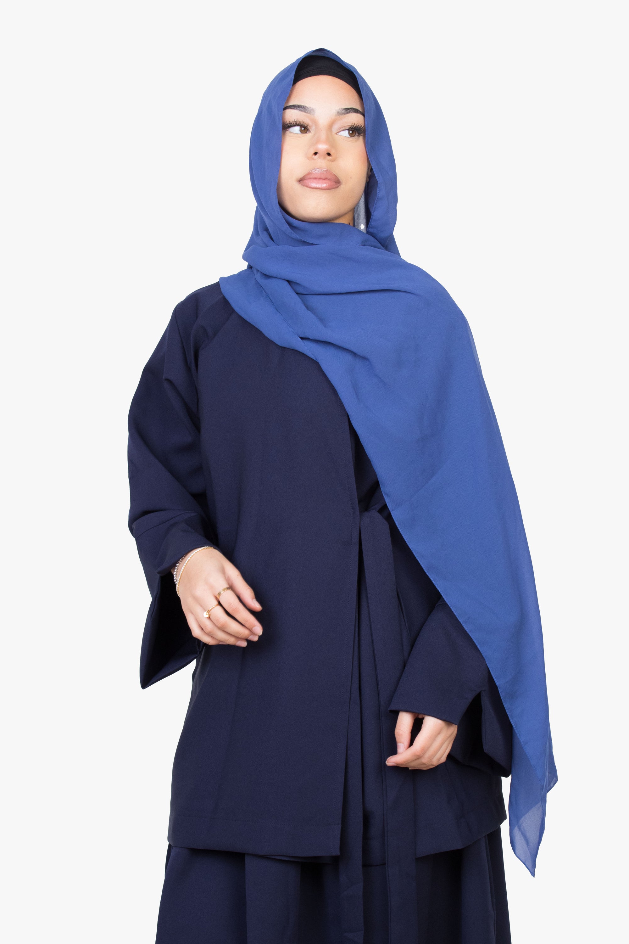 Navy Side Wrap Two-Piece Abaya