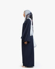 Navy Textured Umbrella Sleeve Abaya