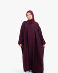 Burgundy Balloon Sleeve Abaya