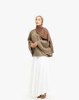 Khaki Brown Textured Umbrella Sleeve Top