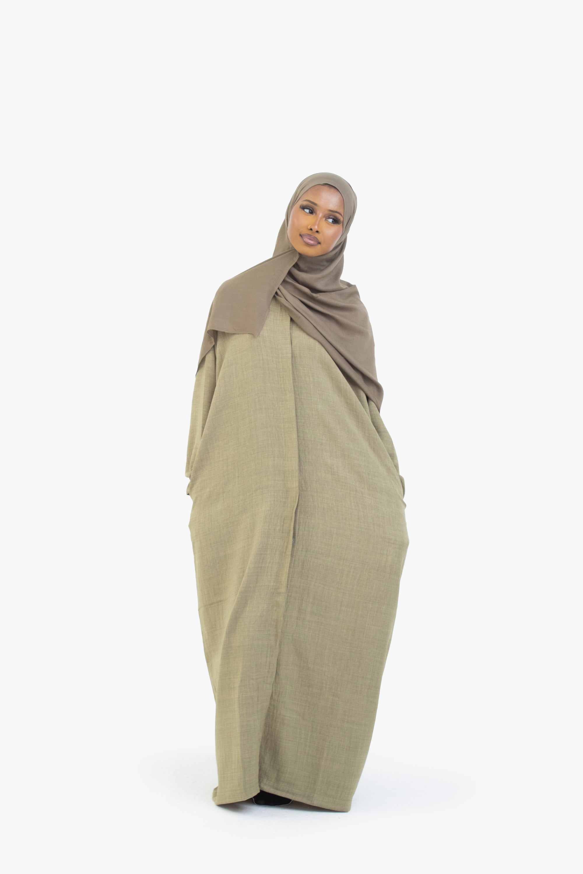 Khaki Mélange Long Shirt Abaya