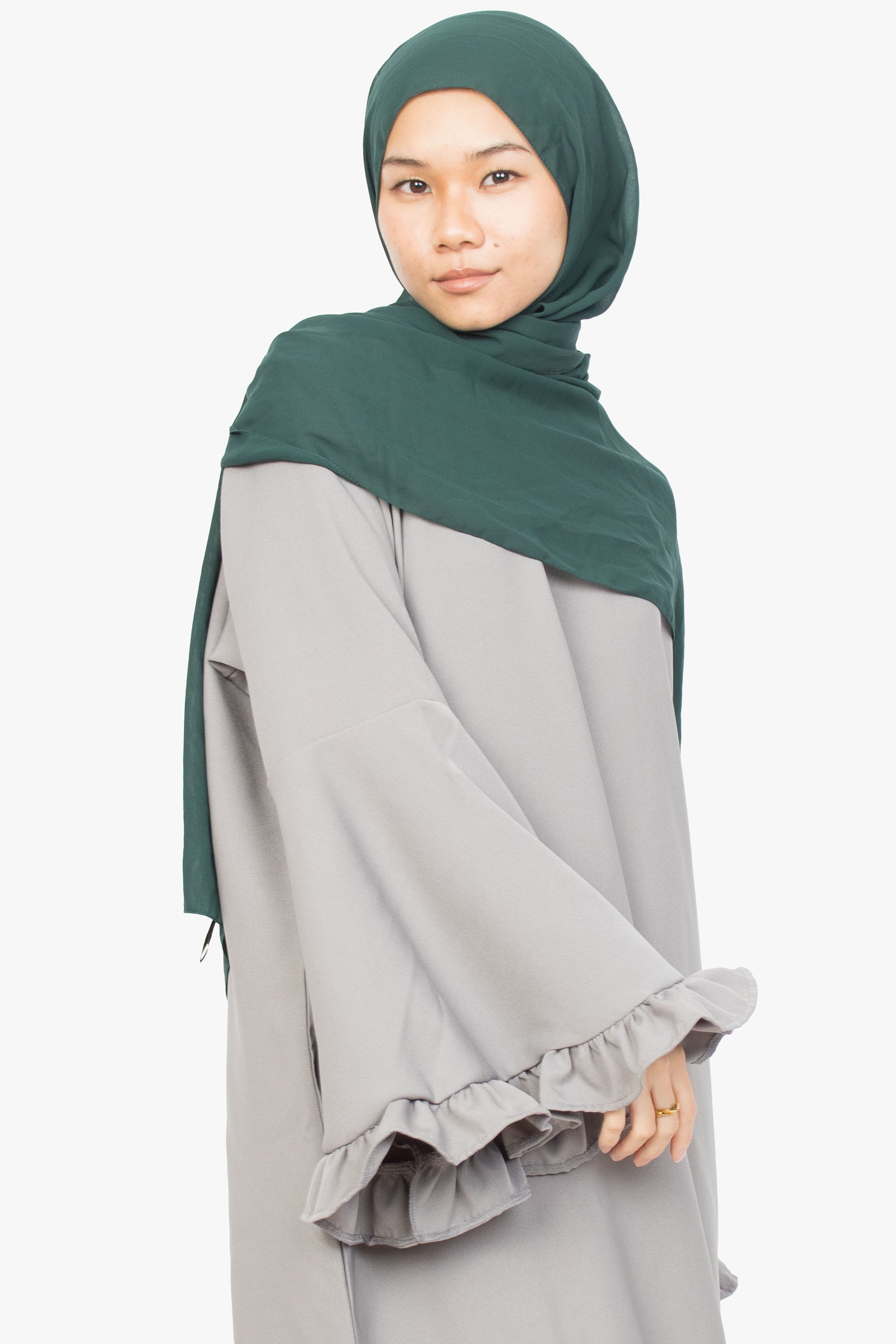 Cloud Grey Flower Sleeve Abaya