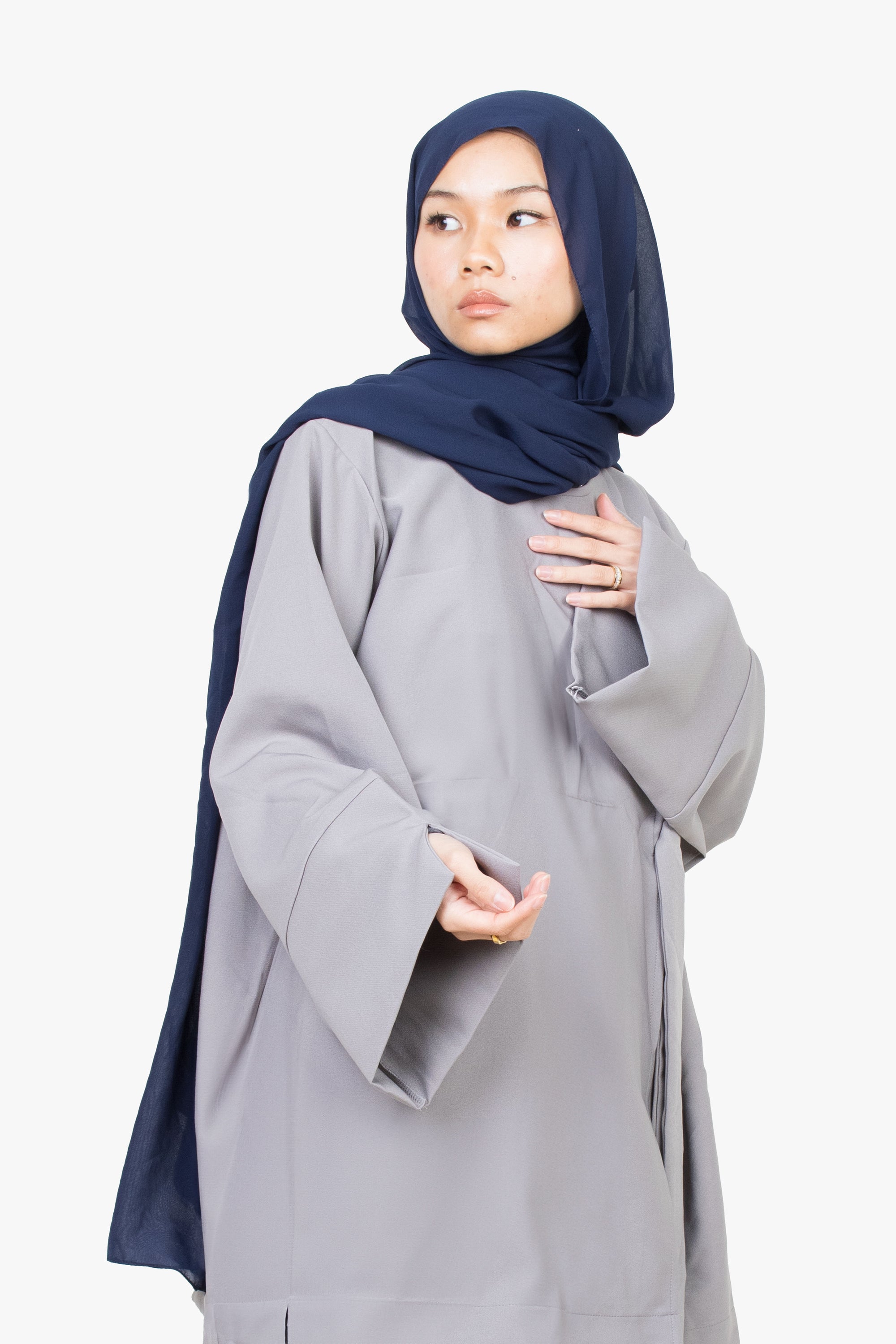 Cloud Grey Side Wrap Two-Piece Abaya