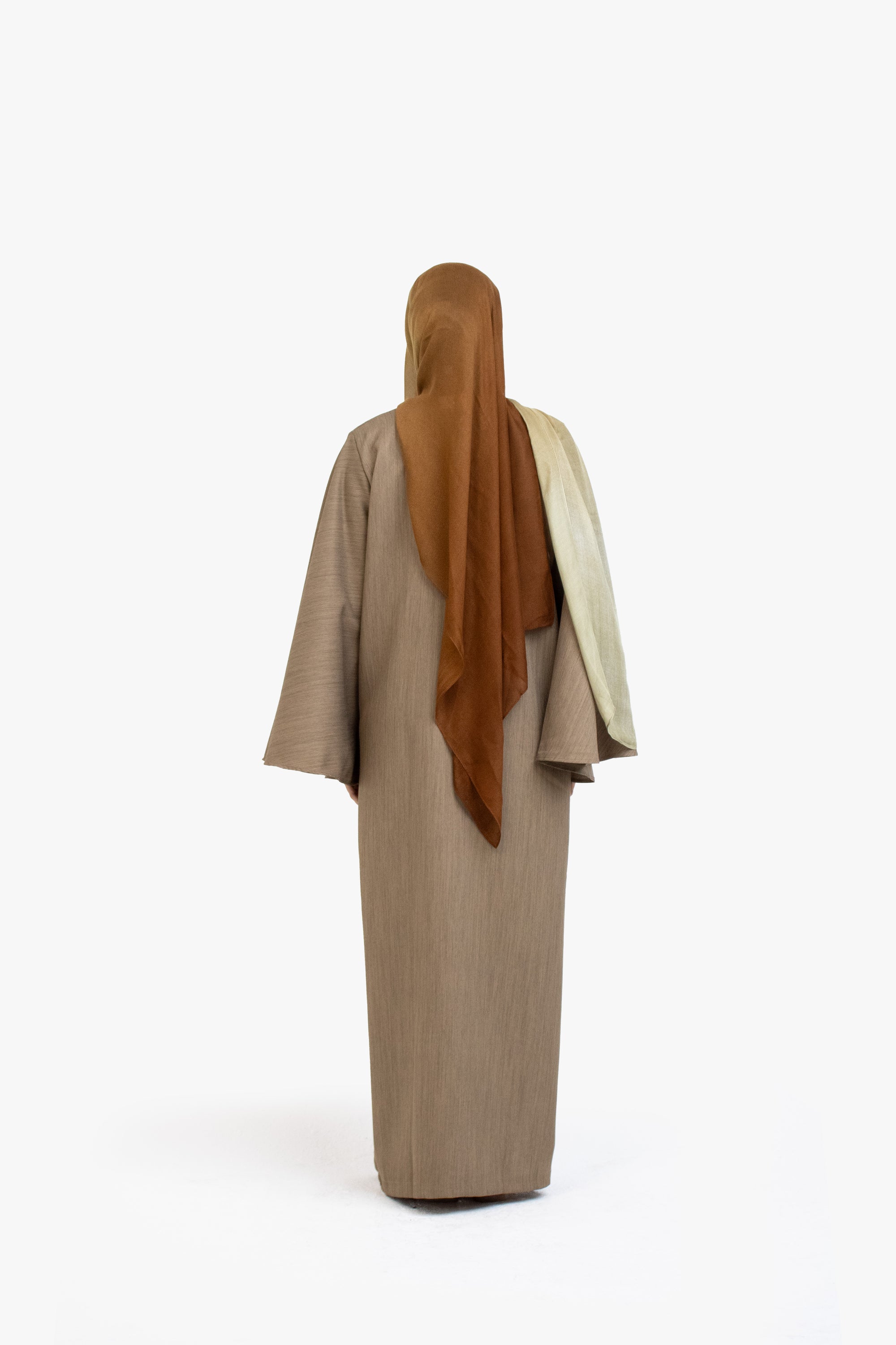 Khaki Brown Textured Umbrella Sleeve Abaya