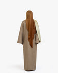 Khaki Brown Textured Umbrella Sleeve Abaya