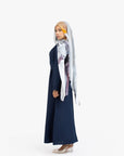 Indigo Textured Double Pleat Dress