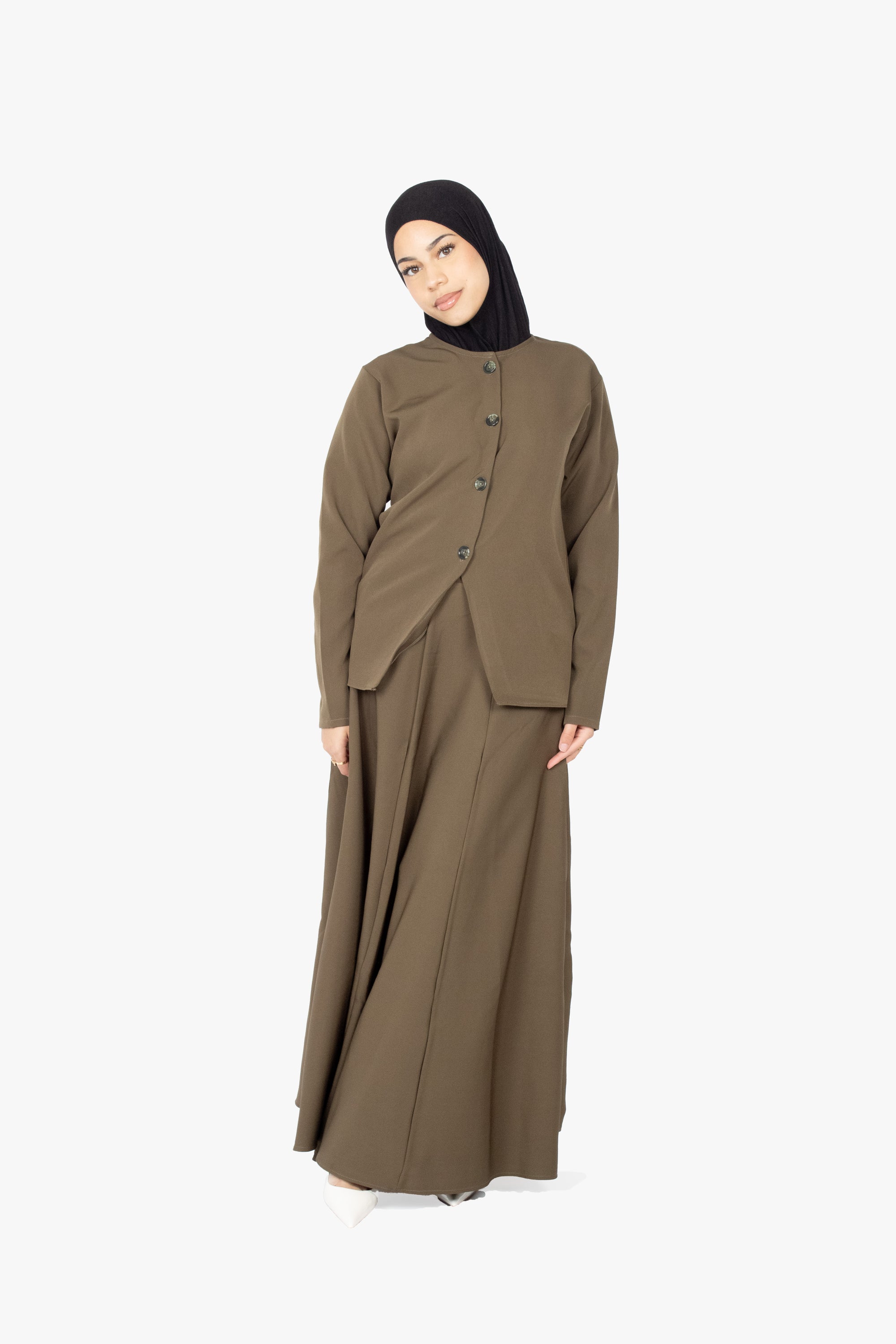 Khaki Eight-Panel Skirt