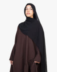 Mocha Brown Asymmetric Drop Waist Abaya