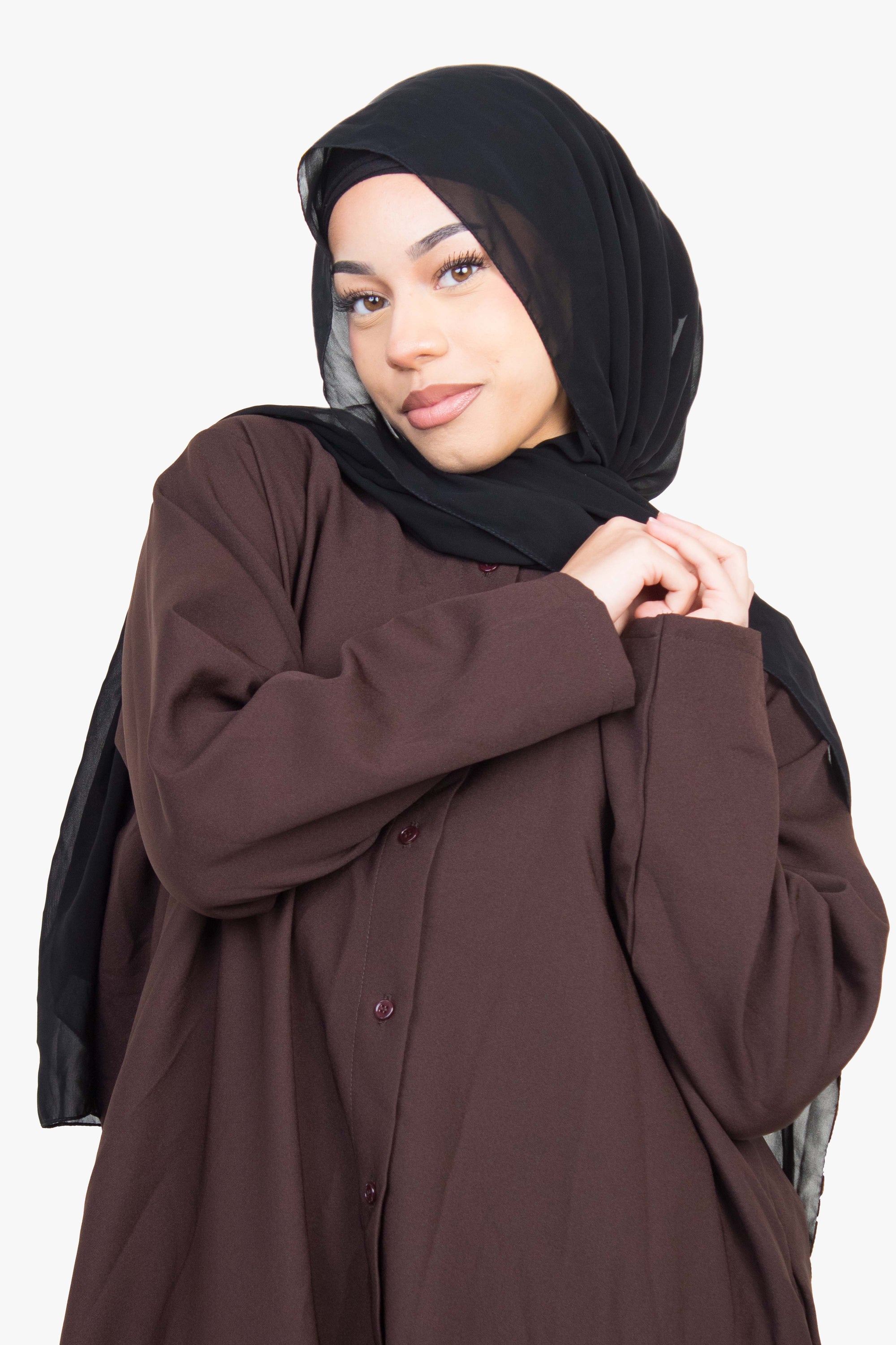 Mocha Brown Long Shirt Two-Piece Abaya