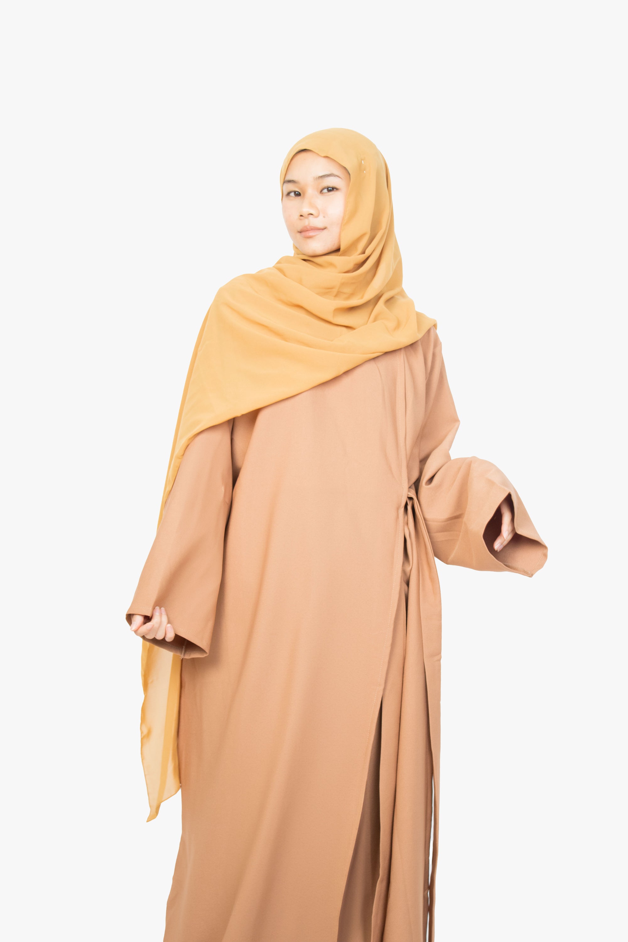 Caramel Side Wrap Abaya