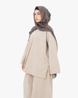 Beige Plaid Two-Piece Abaya