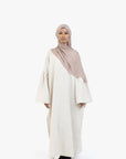 Beige Bell Sleeve Linen Cotton Abaya