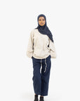 Beige Balloon Sleeve Linen Cotton Top