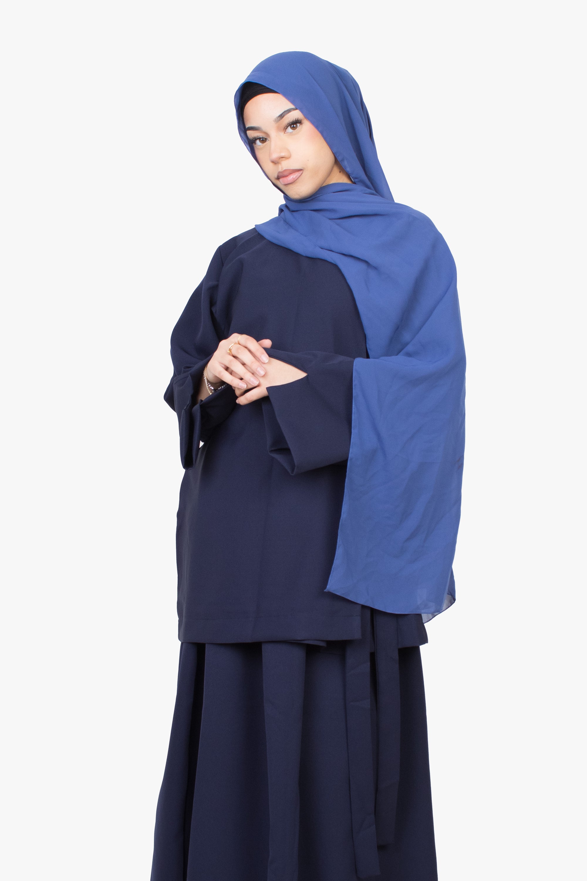 Navy Side Wrap Two-Piece Abaya