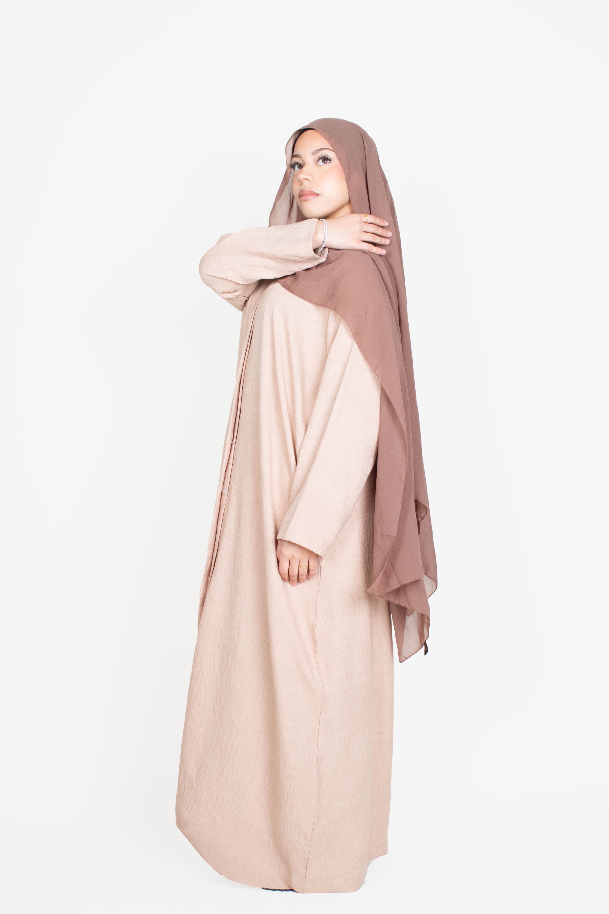 Beige Mélange Long Shirt Abaya