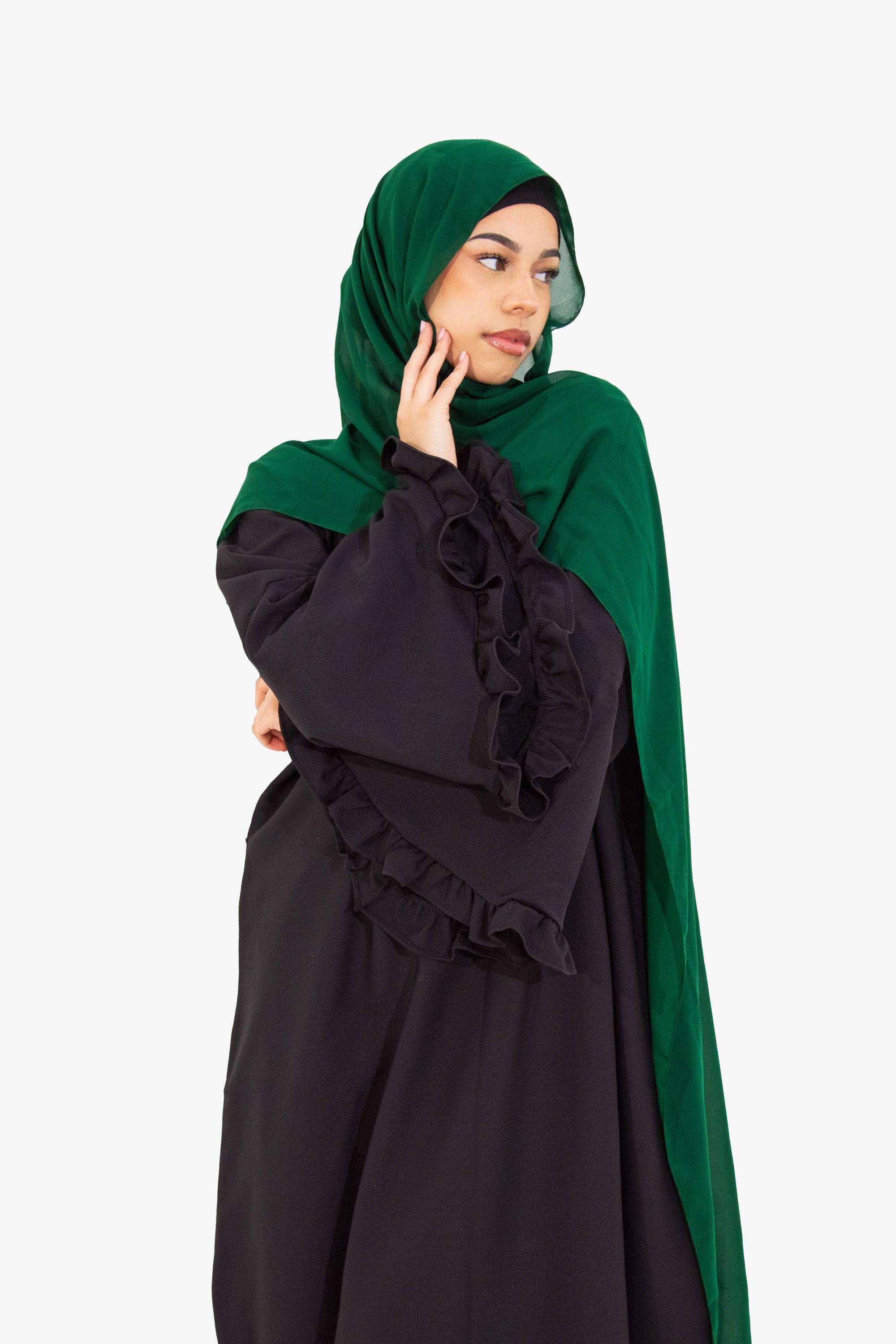 Black Flower Sleeve Abaya