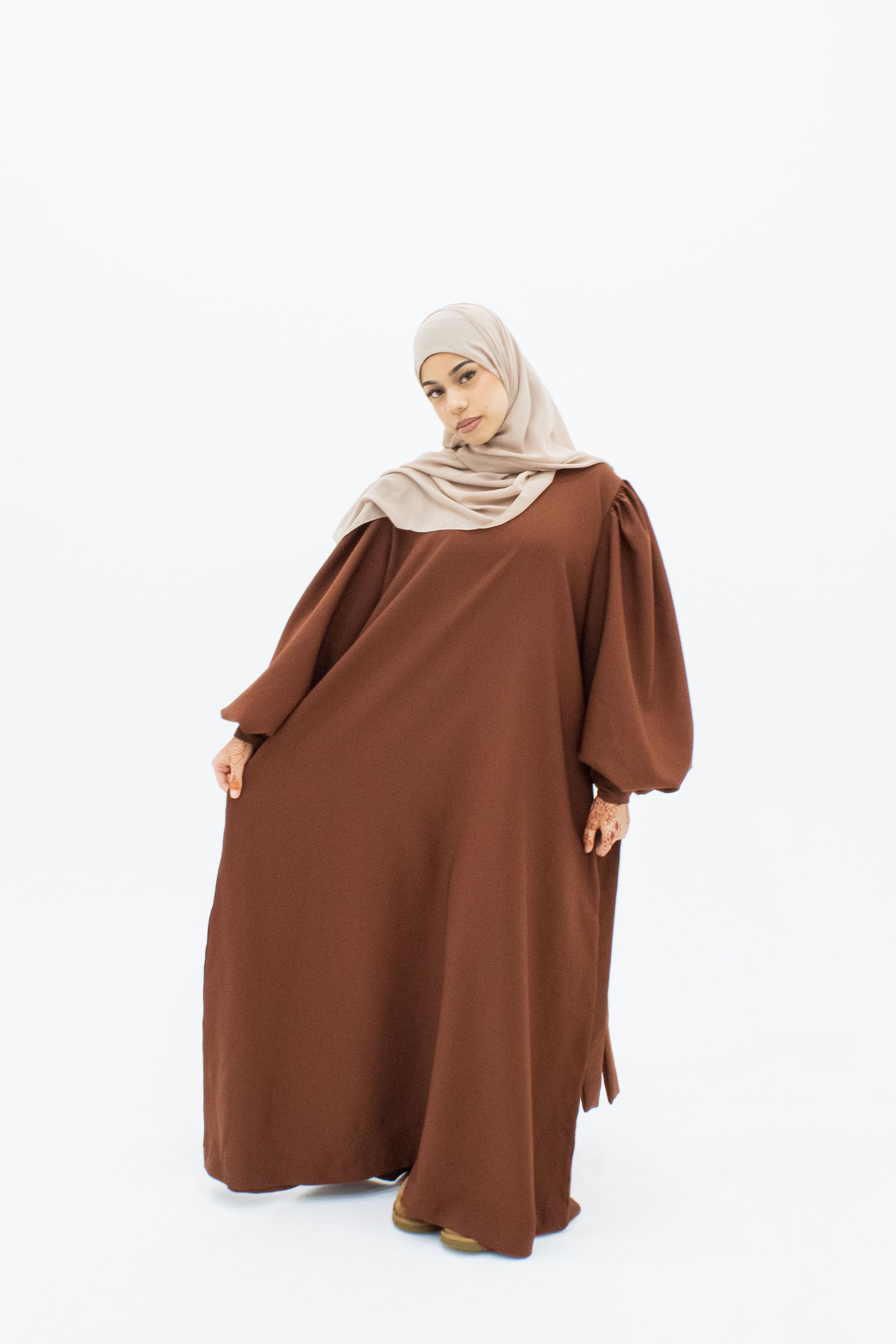Hazelnut Balloon Sleeve Abaya