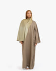 Khaki Brown Textured Umbrella Sleeve Abaya