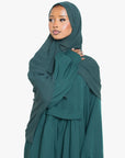 Forest Green Pleated Bridge Abaya