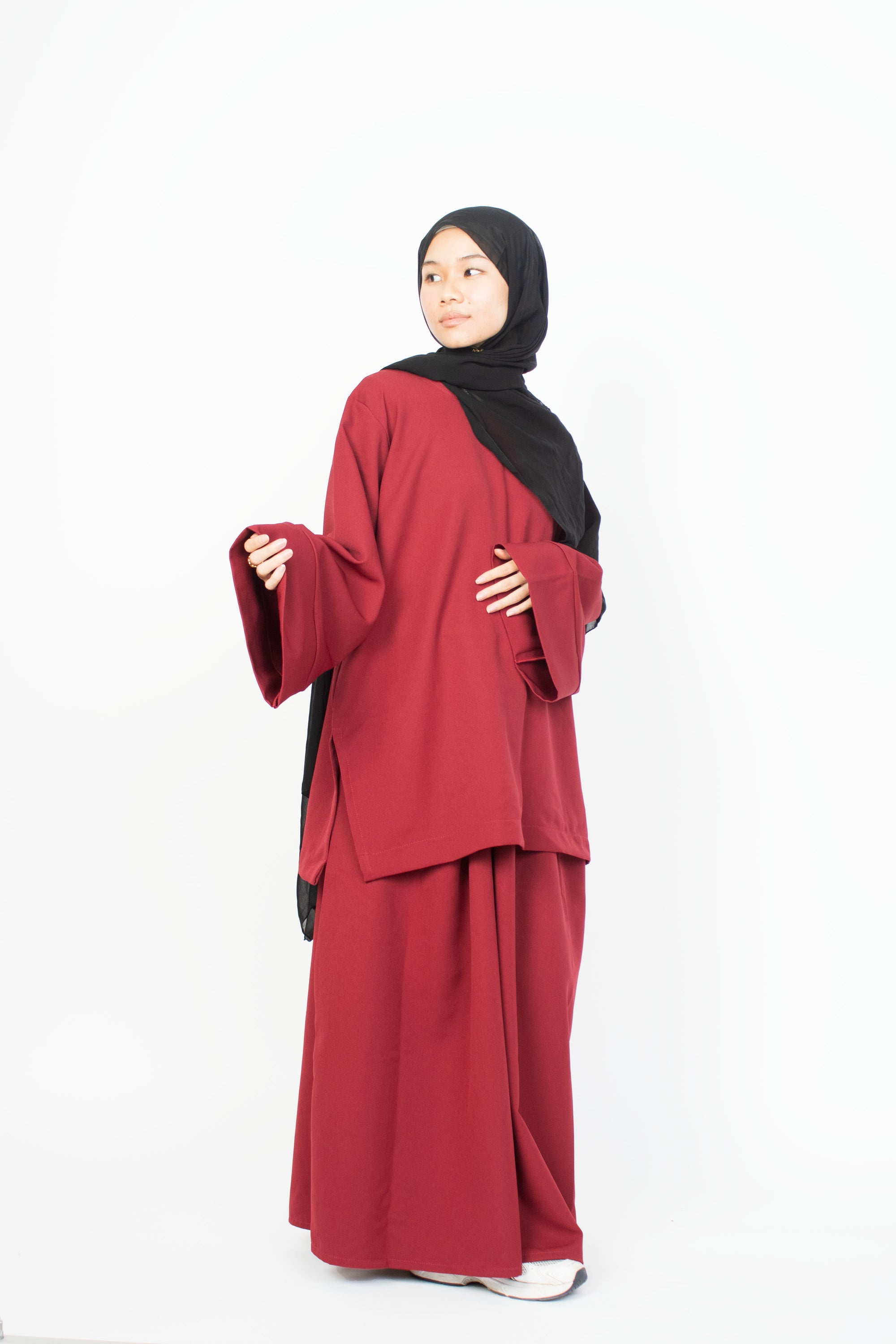 Crimson Red Two-Piece Abaya
