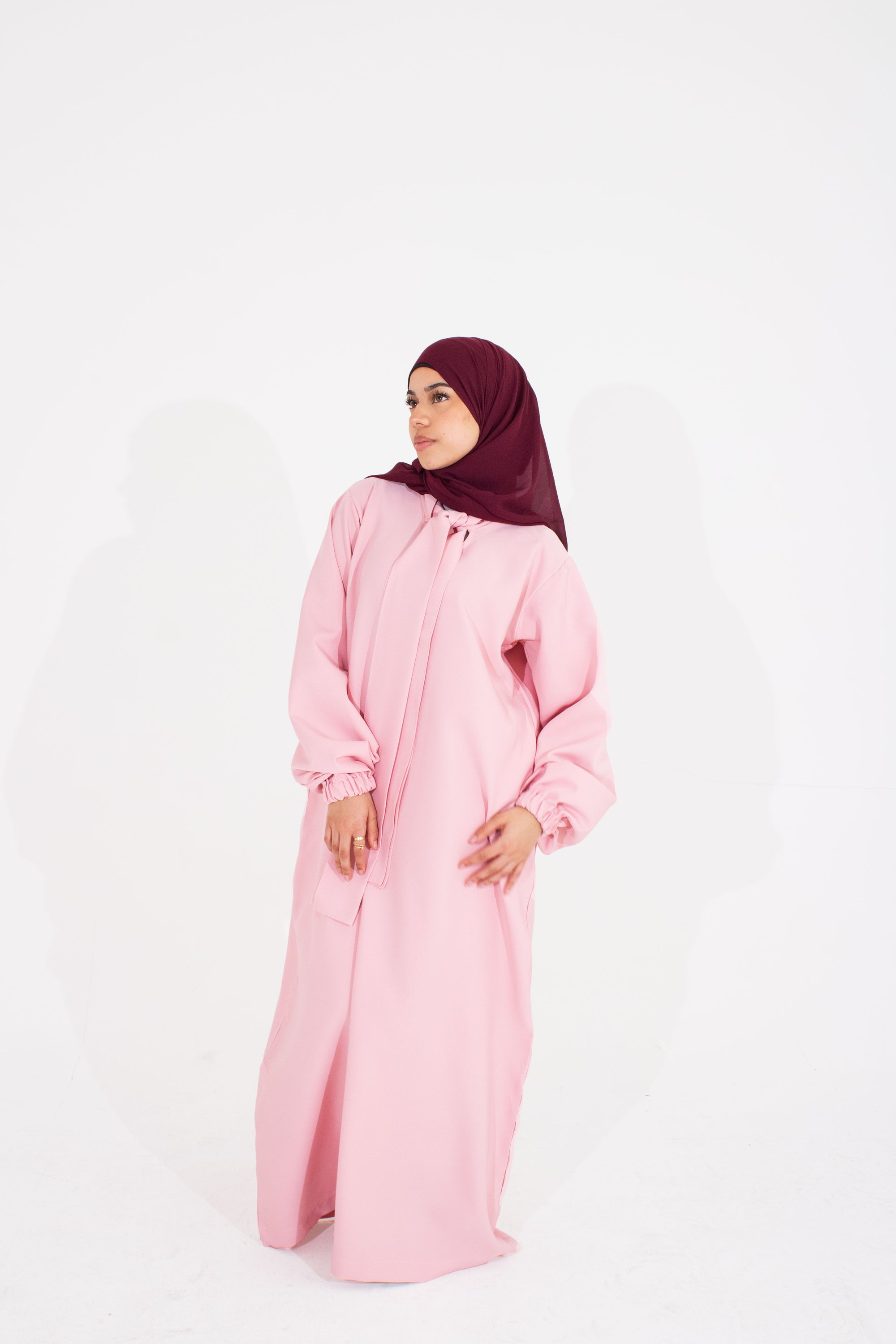 Blossom Pink Front Neck Tie Abaya