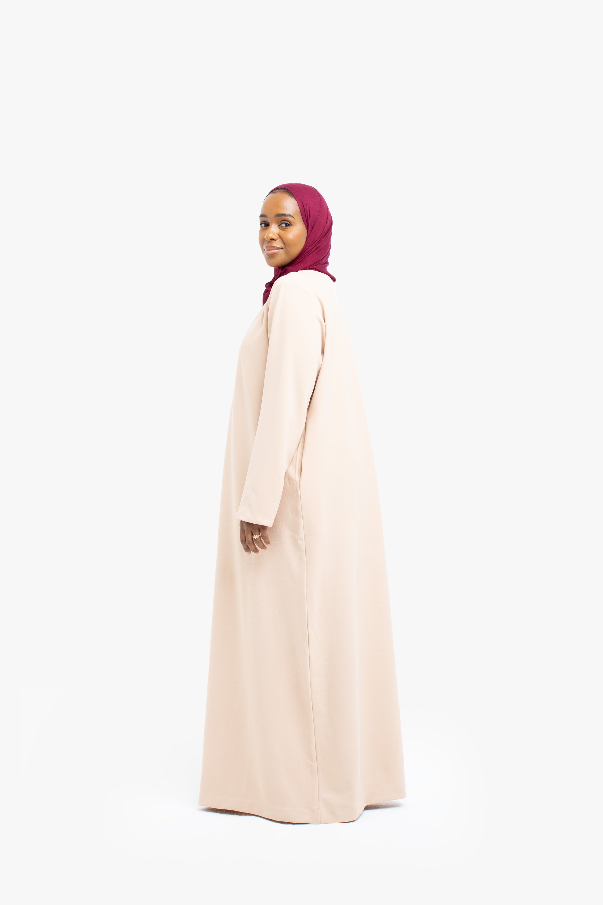 Nude V-Neck Abaya