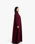 Burgundy V-Neck Abaya