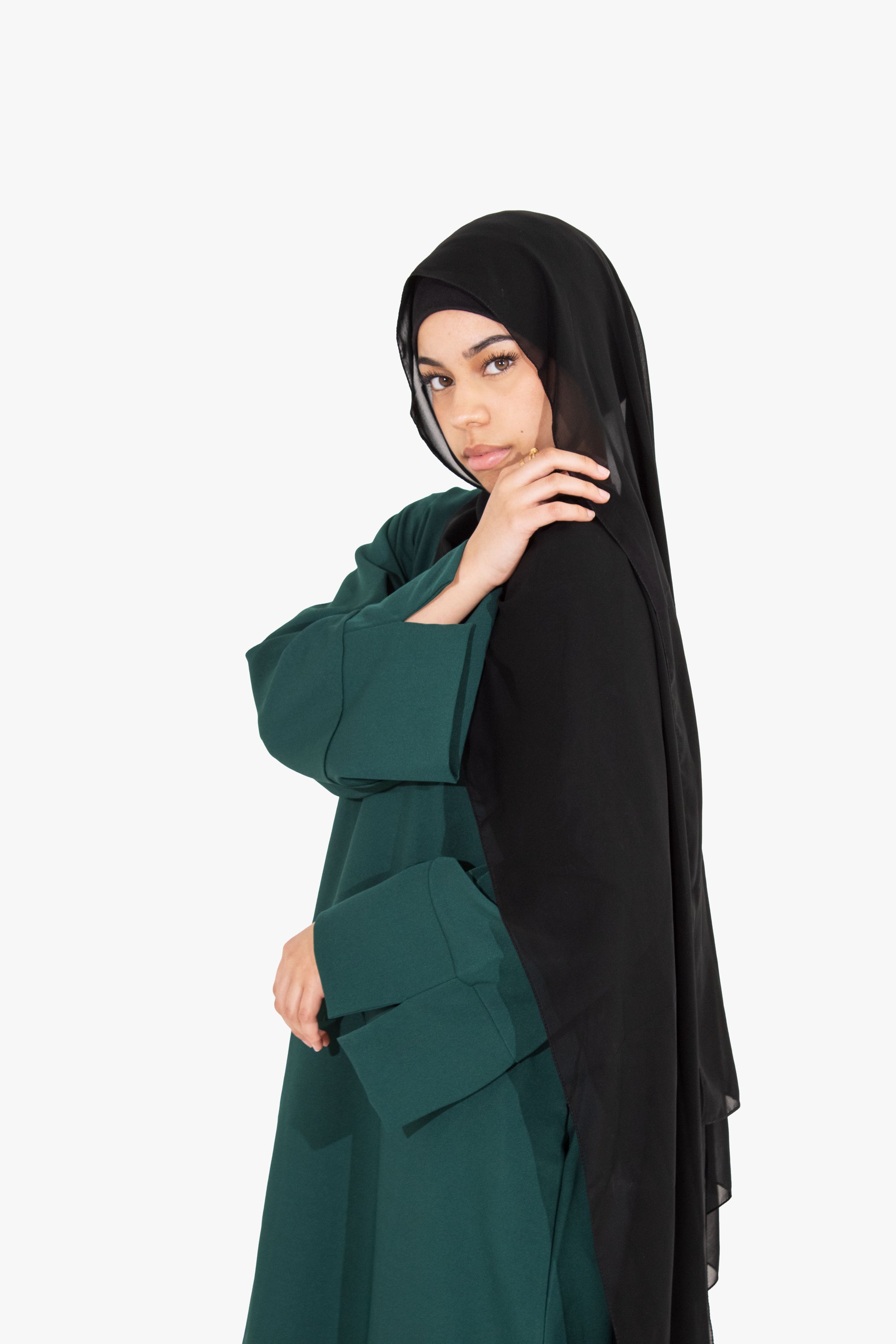 Forest Green Slit Kimono Sleeve Abaya