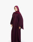 Burgundy Balloon Sleeve Abaya