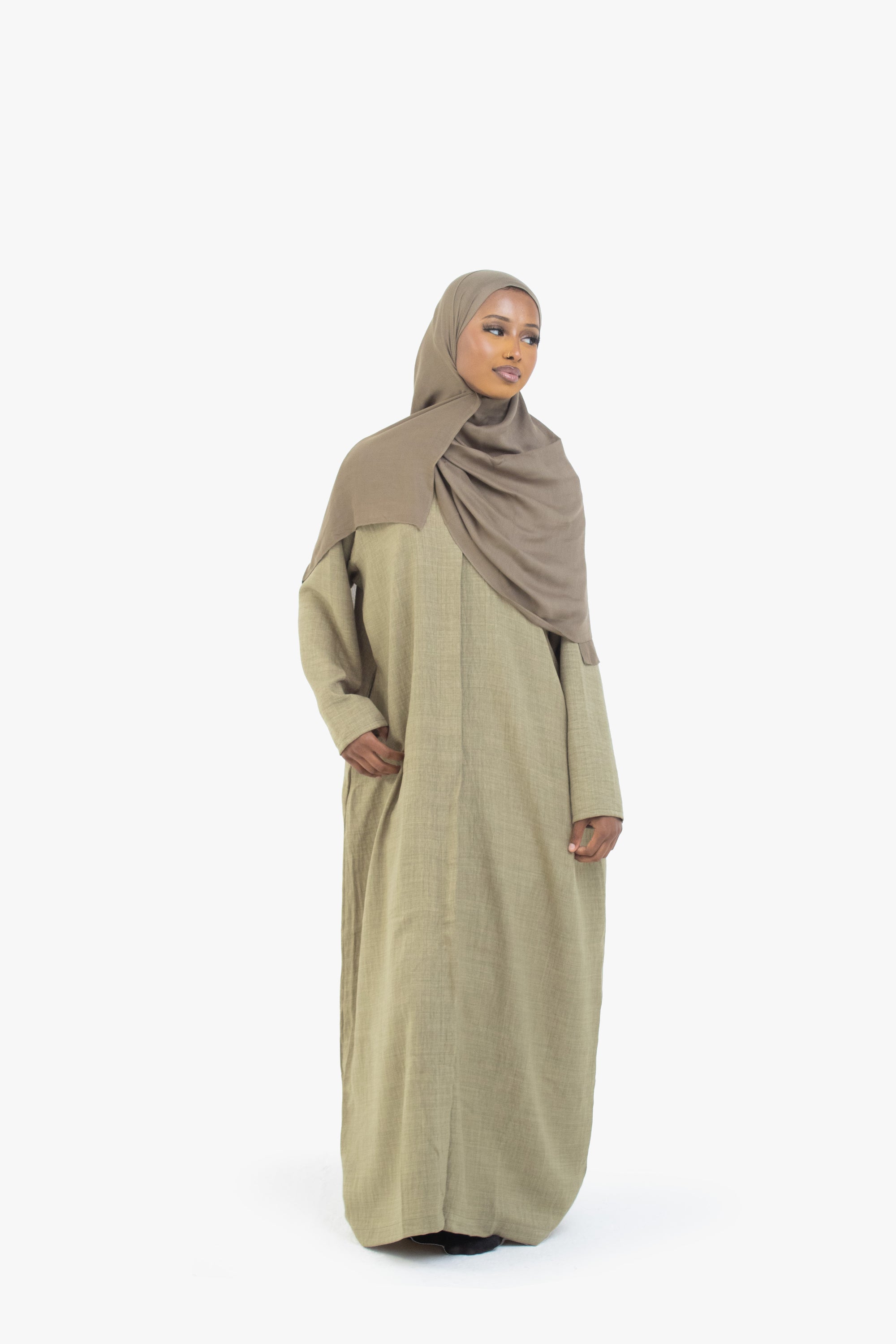 Khaki Mélange Long Shirt Abaya