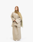 Khaki Brown Textured Two-Piece Abaya