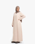 Nude V-Neck Abaya