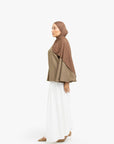 Khaki Brown Textured Umbrella Sleeve Top