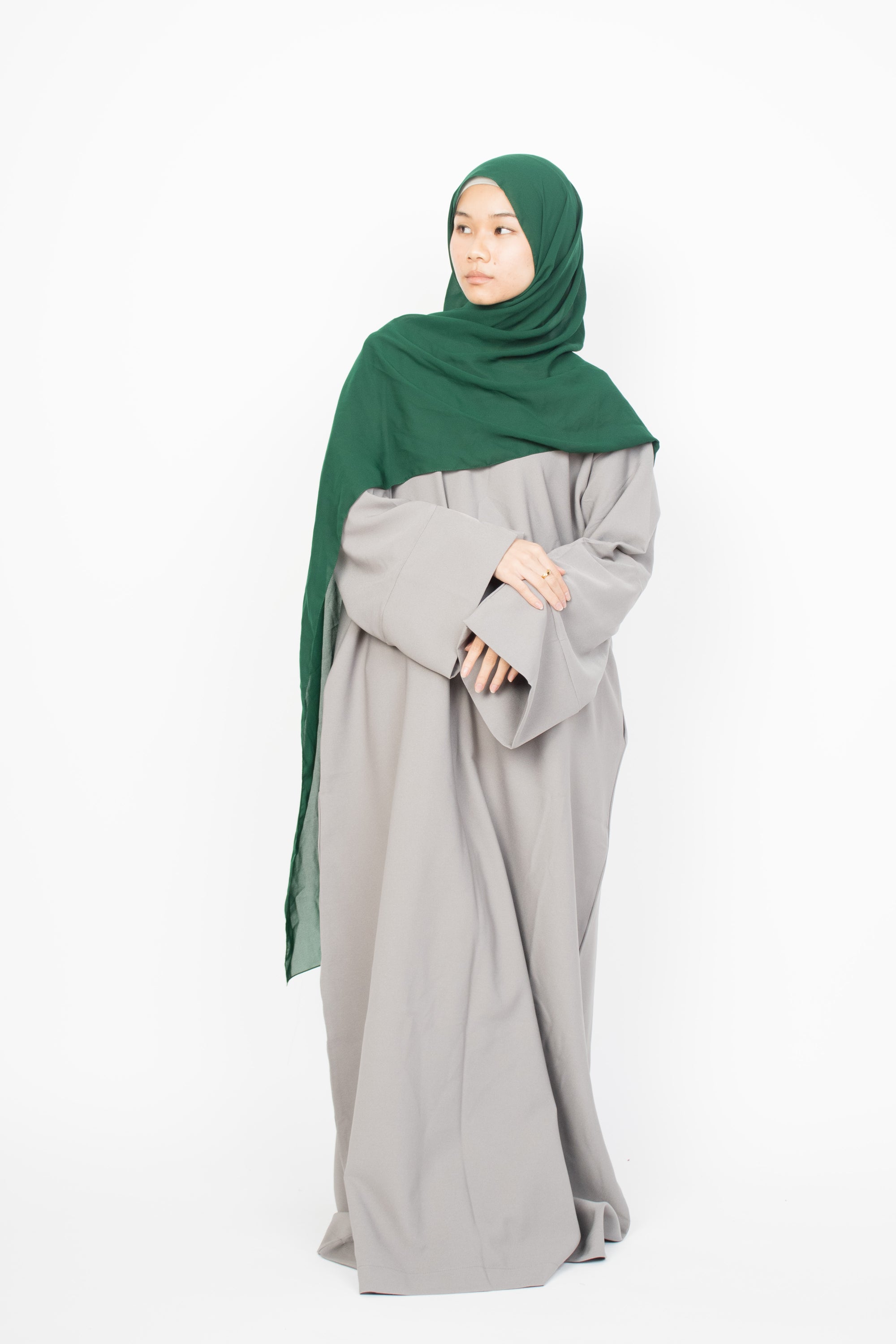 Cloud Grey Slit Kimono Abaya