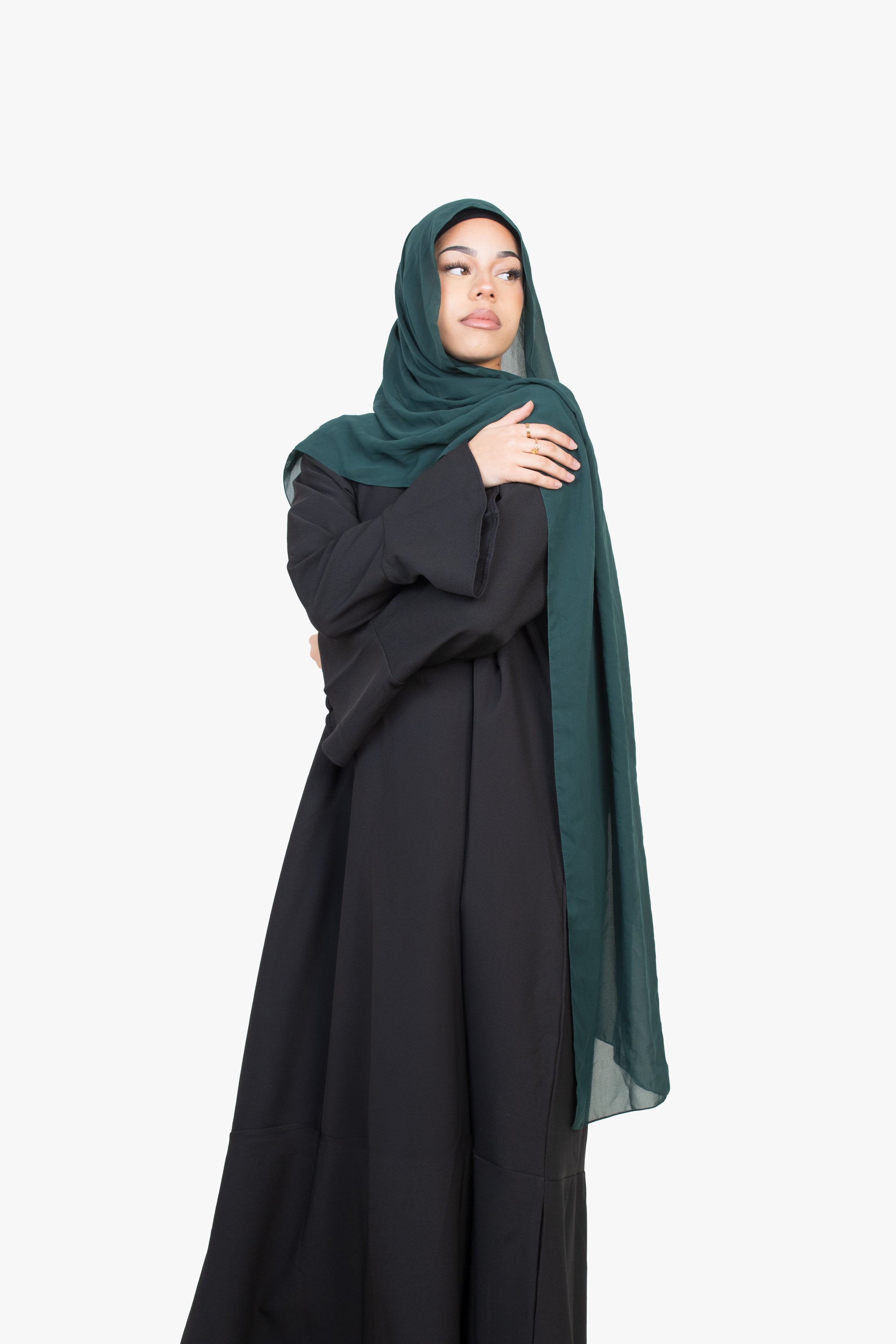 Black Tulip Sleeve Abaya