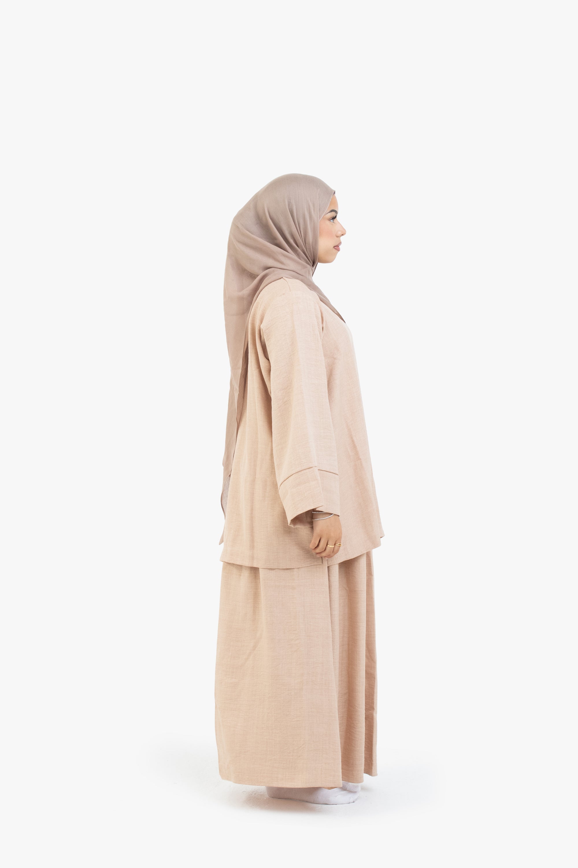 Beige Mélange Two-Piece Abaya