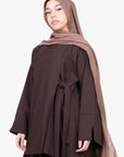Mocha Brown Side Wrap Two-Piece Abaya