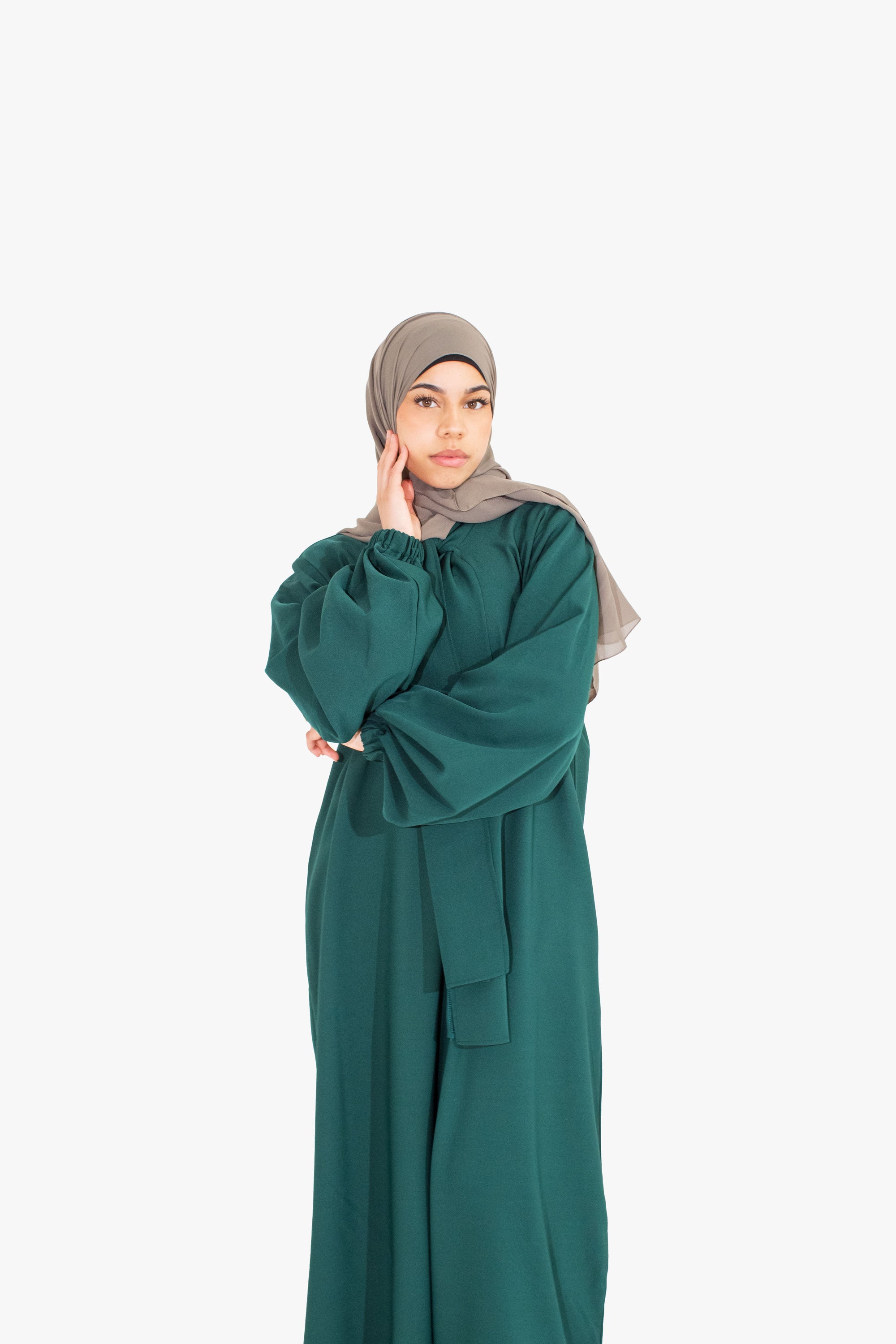 Emerald Green Front Neck Tie Abaya
