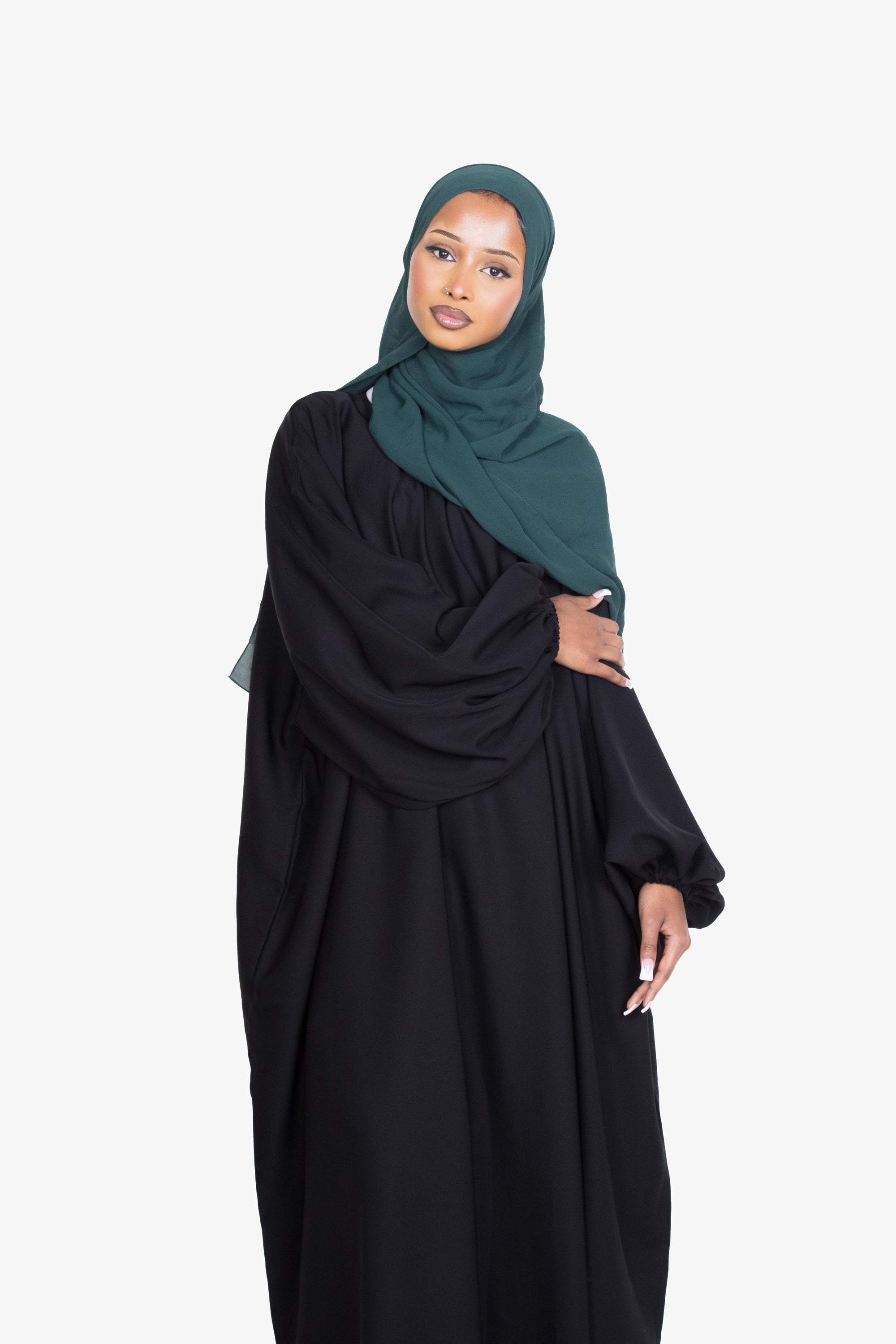 Black Balloon Sleeve Abaya