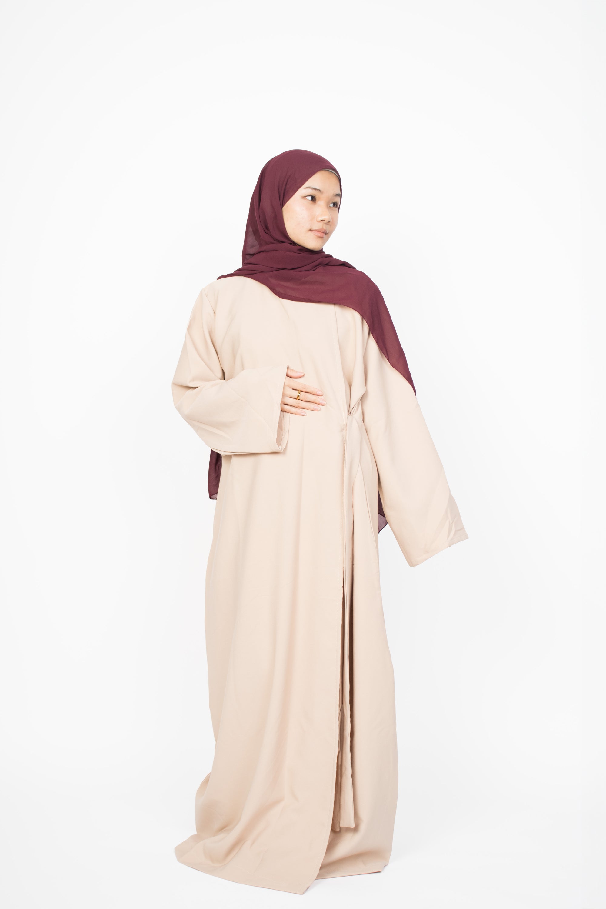 Cream Side Wrap Abaya