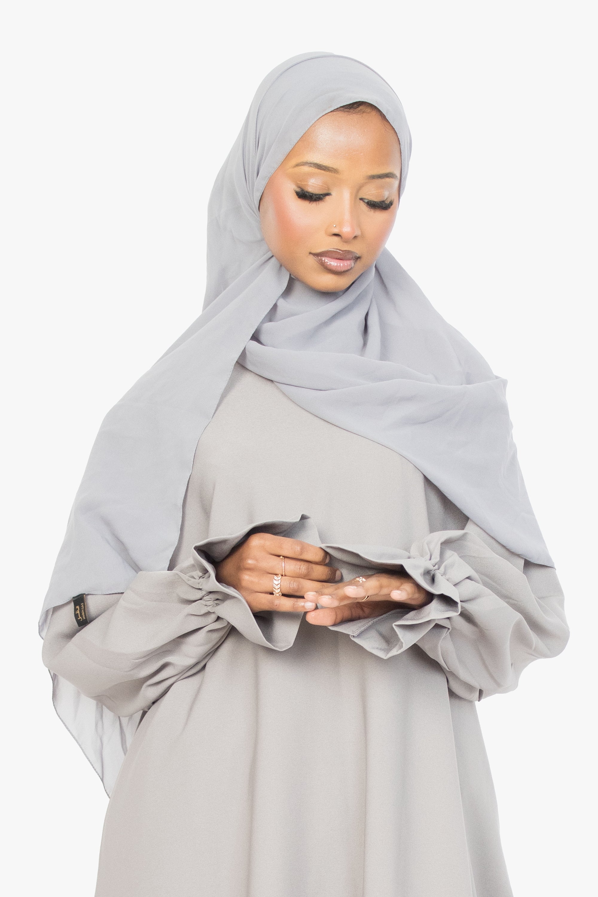Cloud Grey Poet Sleeve Abaya