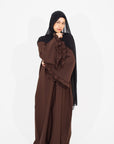 Pecan Brown Flower Sleeve Abaya